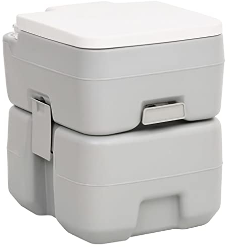 Tragbare Toilette, Töpfchentoilette für Poolparty, Camping, Wohnwagen, Picknick und Festivals, tragbare Campingtoilette Grau und Weiß, 20 + 10 l HDPE