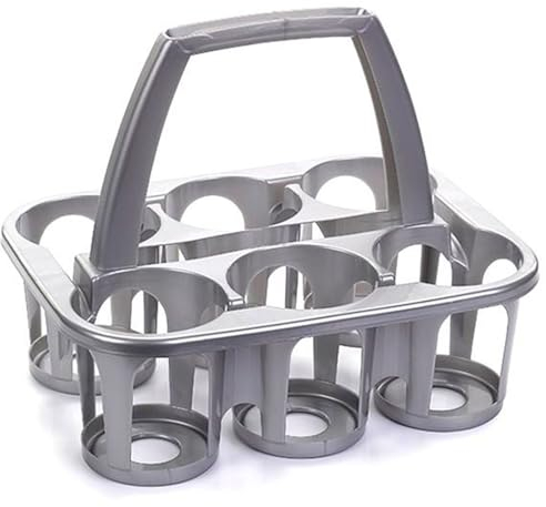 Acan Tradineur - Porte-bouteilles en plastique, 6 bouteilles, transport de boissons, boissons gazeuses, résistant (PP), fabriqué en Espagne (argent, 28 x 34 x 25,5 cm)