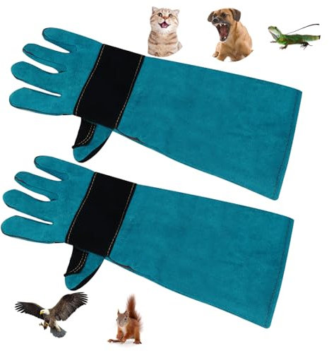 WPPQWP Guanti resistenti al morso per cani e gatti, 45 cm, resistenti ai graffi e ai morsi, in pelle bovina ispessita, per la cura dei capelli degli animali domestici, per la saldatura, il