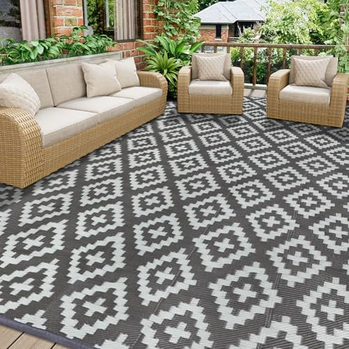 Homcomodar Tappeto da Esterno 245x305cm Tappeto Impermeabile Tappeto Esterno Plastica Resistente ai Raggi UV Tappeto per Giardino Patio Spiaggia Picnic Campeggio Cortile