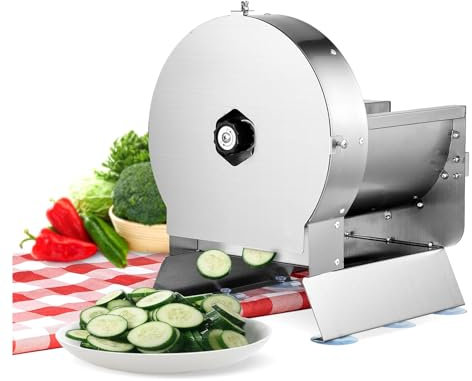 Slicer,Electric Vegetable Slicer,Thickness 1-12mm Adjustable,Electric/Hand Crank Dual Mode,22cm Food Slot,Stainless Steel Food Slicer,Fruit Slicer for Potatoes,Onions,Tomatoes,Apples
