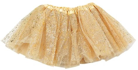 FSSTUD Mädchen mehrlagiger Tutu-Rock, Glitzer, Ballett-Tüllrock, funkelnder Paillettenrock, Kleid, glitzernd, Weihnachten, Geburtstag, Tanzrock, goldfarben