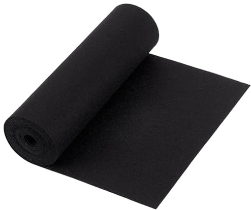 BENECREAT 3m schwarze Filzrolle, 24cm breiter Vliesfilzstoff Bastelfilzstoff für Patchwork, Nähen, Dekoration, Basteln, DIY, 1mm dick