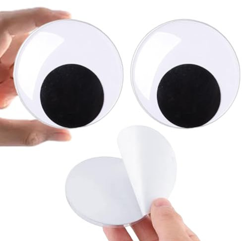 QttvbTna 2 Stück Groß Selbstklebend Wackelaugen, 80mm Runde Wiggle Googly Augen Kunststoff, Riesige Googly-Augen für DIY Scrapbooking Handwerk, Partydekorationen, Kühlschranktür