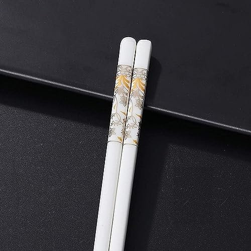 CSSQCSSUANB Palillos, Palillos Chinos Chopsticks White Porcelain Chopsticks Gift Set5 Pairs Ceramics Reusable ChopsticksDishwasher Safe Easy to Clean Non-Slip High-Grade Bone Porcelain,J(K)