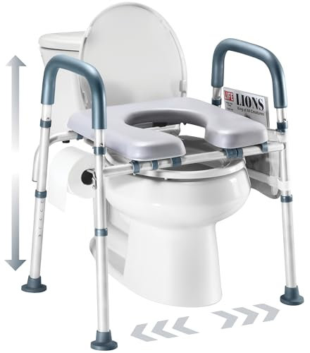 Toilet Seat Risers For Seniors Width and Height Adjustable Raised Toilet Seat With handles for Elderly, Handicap, Elevated, Pregnant, Fit Any Toilet Riser Heavy Duty Up To 400lbs
