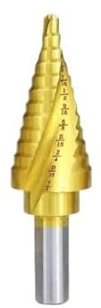 5pcs Step Drill Bit Set 1/8-1-3/8 Inch Core Drill Bit for Wood Metal Drilling Spiral Titaniuim Coated Hole Cutter Drill Bit