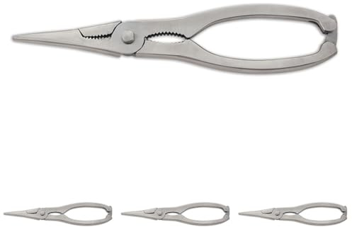 Arcos Tenazas de Marisco en Acero Inoxidable 185 Mm y Mango Ergonómico. Instrumento Profesional Corta Marisco y Abridor de Frutos Secos. Color Gris (Paquete de 4)