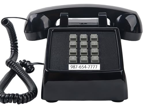 TangYeah Classic Retro Landline Phone (Mechanical Ringer), Vintage Desk Phone (Hearing Aid Compatible), 2500 Desk Phone,Old Fashion Corded Telephone for Home, Plug and Play, Black