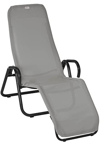 acamp Gartenliege klappbar | Wetterfest beschichtete Liege | Sonnenliege klappbar mit Bezug aus atmungsaktivem Acatex-Gewebe | Kippliege mit hohem Liegekomfort | Liegestuhl in Anthrazit Taupe