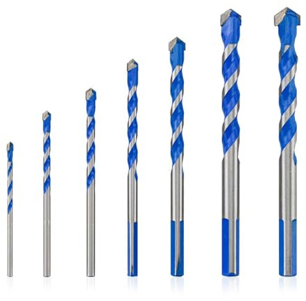 ShiningUU Steinbohrer-Set, 7-teilig, für verschiedene Oberflächen, stoßfest, Fliesenbohrer für Porzellan, Keramik, Ziegel, Betonbohrer für Granit, Marmor, Beton, Glas, Zement, Fliesen, Kunststoff