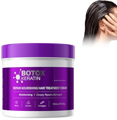 Máscara Capilar De Queratina Hidratante - Tratamiento Reparador Intensivo Para Cabello Dañado, Seco O Químico - Mascarilla Antifrizz, Nutrición Profunda Y Revitalización - 500 G