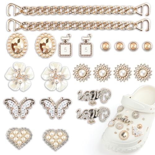 Accessoires de Chaussure en Strass, Weflay 22 Pcs Décorations de Chaussures de Bricolage Breloques de Chaussures pour Femme Sabots Ornements de Chaussure Bricolage Accessoires de Fleur de Chaussure