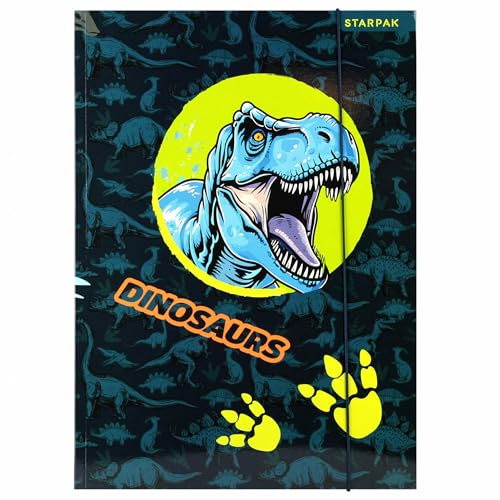 DINOSAURIER STARPAK LAMINIERT Sammelmappe mit Gummizug A4 für Jungen (Dinosaurier A)