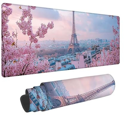 Tapis de Souris de Jeu, 1400 x 600 mm XXL Tapis Souris Gaming Grand, Antidérapant Étanche, Extended Long Clavier Mouse Pad, Accessoire Bureau, pour Gamer, Ordinateur, PC (Paysage de Sakura) X-868