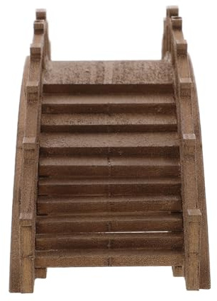 Veemoon Miniatur Holzbrücke Bogenbrücke Mittelgroß aus Massivholz mit Holzplanken Mikro Landschaftsdekor für Garten und Puppenhaus