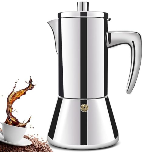 DITOSH 2 Cup Thickened 304 Stainless Steel Moka Pot Stovetop Espresso Maker Cafeteras Italian Percolator Espress Makers Capable Greca Mocha Coffee Machine for Induction Home and Camping 100ml 3.4oz