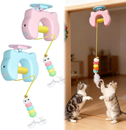 Katzenspielzeug zum Aufhängen, interaktives Katzenspielzeug für Indoor-Katzen, Katzentürspielzeug, Türrahmen, Hängende USB, wiederaufladbar, automatisch einziehbar, Katzenanreicherungsspielzeug für