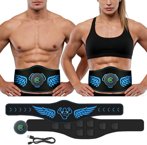 XJJAUGKLY EMS Bauchmuskeltrainer, EMS Trainingsgerät mit 10 Modi & 39 Intensitätsstufen, Bauchmuskeltrainer Elektrisch mit LCD-Display, Geeignet für Bauch, Arm, Beine undPo Trainer, Männer und Frauen