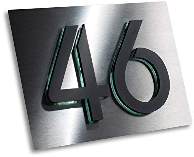 Metzler Hausnummer V2A Edelstahl, individuelles Hausnummernschild in Anthrazit RAL 7016. Rostfrei, massiv und 3D-Design, einfache Montage, Made in Germany, Größe: 25 x 17,5 cm