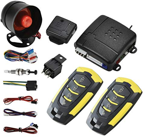 Bessie Sparks Universal 12V Car Alarm Kit Remote Central Locking Kit Burglar Alarm Camper 2 Remote Controls Anti-Theft with Shock Sensor