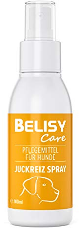 BELISY Juckreiz Spray für Hunde - 100 ml - Mittel gegen Juckreiz durch trockene Haut & Milben - Hautpflege & Fellpflege für Haustiere - Pflegespray mit Panthenol, Lavendel, Ringelblume & Teebaum