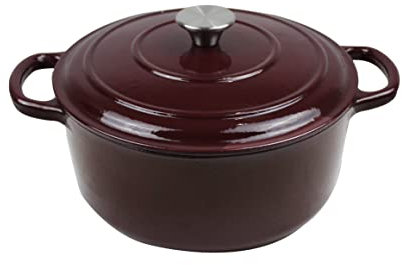 Cast Iron Enameled Pot/Casserole/Duch Oven 9 Qt. with Cover, Merlot