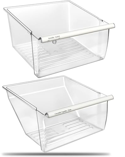 [2 Stück] 2188656 Kühlschrank-Schublade (oben) Feuchtigkeitsregulierungsschublade & 2188664 Kühlschrank-Schubladen (unten) Ersatz-Kühlschrankteile für Whirlpool Kenmore Kühlschrankschublade
