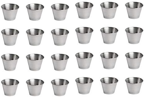 Josenidny Lot de 24 tasses à condiments en acier inoxydable, tasses à sauce à trempage commerciales, tasses à condiments ramequin
