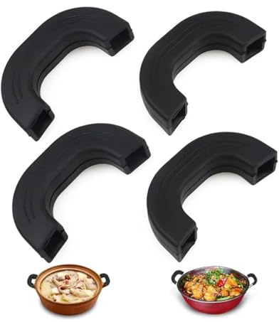EODKSE Set di 4 Presine da Cucina in Silicone, Antiscivolo e Resistenti al Calore, con Supporti per i Manici delle Pentole, Perfetti per Padelle e Piastre Calde,