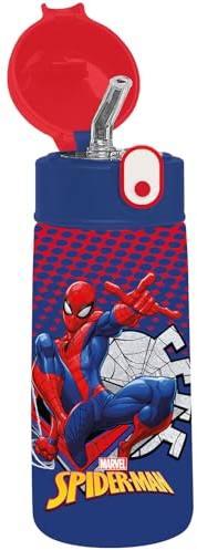SEVEN Gourde isotherme SPIDER-MAN – pour enfants avec paille 460 ml sans BPA – asile, école primaire – acier inoxydable, maintien température jusqu'à 24h