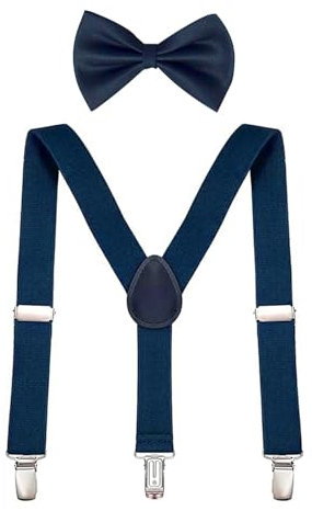 Miayical Kinder Hosenträger Fliege Sets, Verstellbare Elastische Hosenträger mit Fliege für Jungen und Mädchen, Y-Form Einstellbar Set, für Körpergröße 85-135 cm - ca 1-10 Jahre, Blau