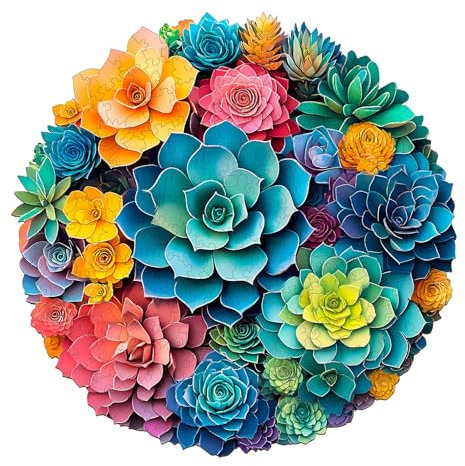 Wooden Jigsaw Puzzles for Adults & Kids - 3D paper succulent Jigsaw Puzzles 200pcs, Artistic Wall Decor & Birthday Gift Idea for Friends, Home Office Puzzle (29x29cm, 10+ Years)