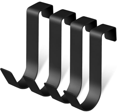 WUSJCOF 4 Crochets de Porte Universels en Acier Inoxydable Imperméable Noir Mat pour Serviettes, Porte de Douche, Installation Rapide sans Perçage, Économie d'Espace (7cm x 1.3cm)