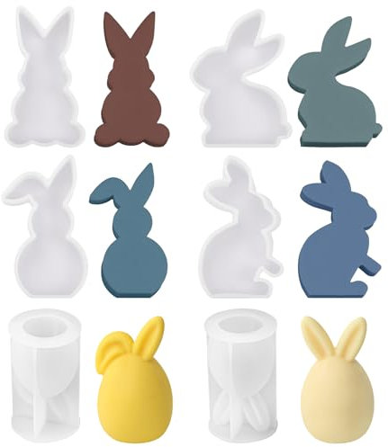 KYYGKY 6 Pezzi Stampo in Silicone per Coniglietti Pasquali, 3D Forma Coniglio Stampo Pasqua per DIY Candele e Gesso, Regalo per Pasqua