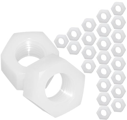 Ctyjia 25 Stück Nylon Sechskantmuttern M8 Kunststoff Sicherungsmuttern für Bolzen/Schrauben, Weiß