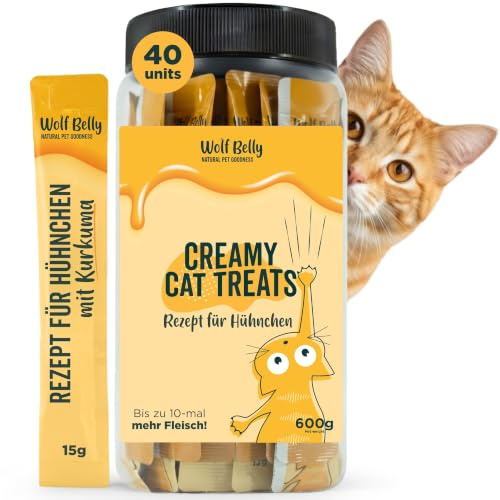 Wolf Belly - Snacks Gatos de Pollo (40 uds x 15g) Textura Cremosa | Chuches Saludables y Deliciosas | Naturales y Altos en Proteínas | Sin Cereales ni Colorantes Artificiales - Hecho en España