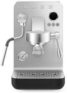 Smeg EMC02BLMUK Mini Pro Espresso Coffee Machine, Thermoblock Heating, Integrated Pressure Gauge, 1.7L Water Capacity, Black