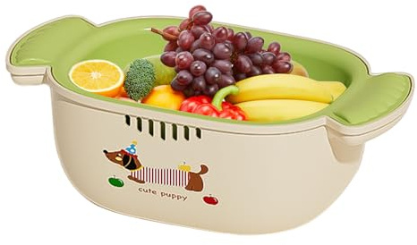 Ciotola Per Lavaggio Frutta Con Colino | Ciotola Lavafrutta e Verdura,Scodello Lavaggio con Scolatore per Cucina Pasta Frutta Verdura