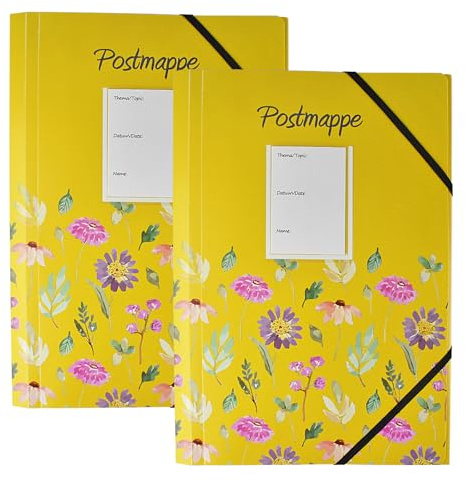 Post Mappe,Postmappe Schule,2 Stück Eckspannermappe a4 Gelb,Postmappe Grundschule,Sammelmappe a4 Gelb für Jungen und Mädchen