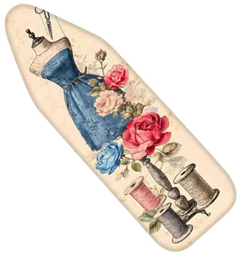 Nuxovilar Vintage Sewing Elements Ironing Board Cover& Floral Design, 15×54inch, This Cover Fits Most Standard Boards, Dust - Proof Ironing Accessory for Home Decoration