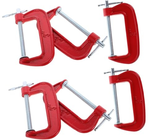 AUTSUPPL 6 pièces Jeu de Serre-joints Métalliques C Ouverture Robuste Fonte pour Menuiserie Soudure et Construction