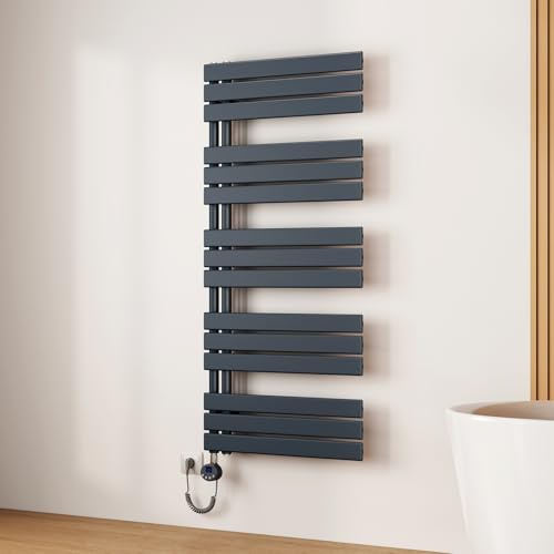 EMKE Scaldasalviette Elettrico 132x60 cm Antracite,800 W | Porta-Asciugamani Riscaldante con Termostato WiFi,Termoarredo Elettrico per Bagno