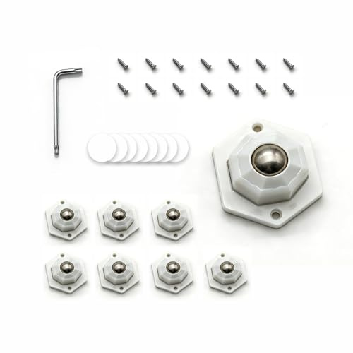 NZNSML 8 Pcs Self Adhesive Mini Caster Wheels Small Castors Ball White | 360° Swivel Ball Castors Furniture Stick on Wheels Casters for Furniture Trash Potted Plants Boxes Desks Cabinet Appliances