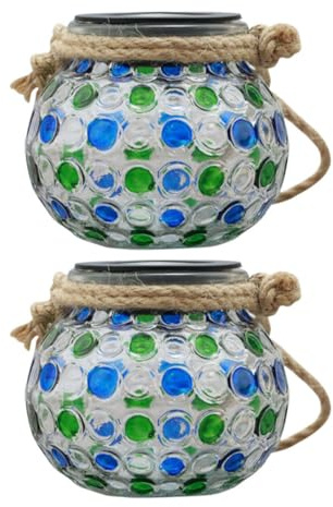 PACKOVE Solar Glass Hanging Ball Lights 2Pcs Waterproof Outdoor Decorative Lamps for Porch and Garden