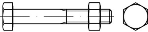 DIN 601 Mu Stahl galvanisch verzinkt Sechskantschrauben, mit Sechskantmutter - Abmessung: M10x120 (50 Stück)
