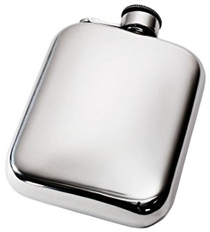 Wentworth Pewter- Ánfora De Bolsillo Lisa De Peltre De 6 Oz Con Tapa Cautiva, Ánfora Para Licores