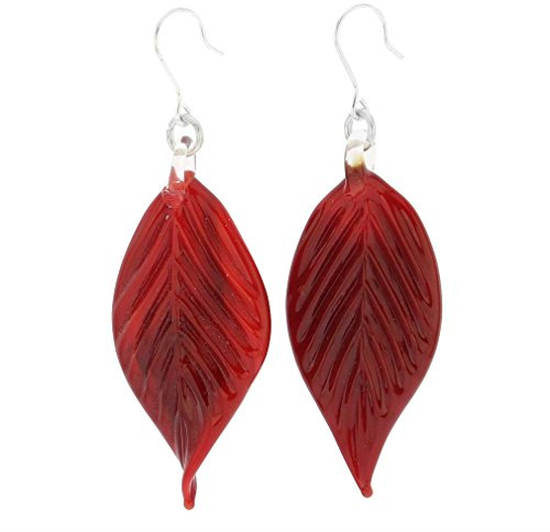 Murano Red Leaf Ohrringe
