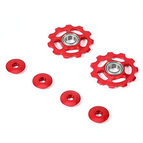 Fahrrad Hinten Schaltwerk Riemenscheibe 11T Jockey Wheels, 2pcs Aluminiumlegierung CNC MTB Rennrad Mountainbike Schaltwerk Jockey Räder Schaltwerkröllchen Flaschenzug Führungslager Schwarzes / R