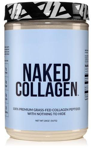NAKED Collagen Peptides Protein Powder, 60 Servings, Pasture-Raised, Unflavored Grass-Fed Hydrolyzed Collagen Supplement, NSF Certified, Paleo Friendly, Non-GMO, Keto, Gluten Free, 20oz